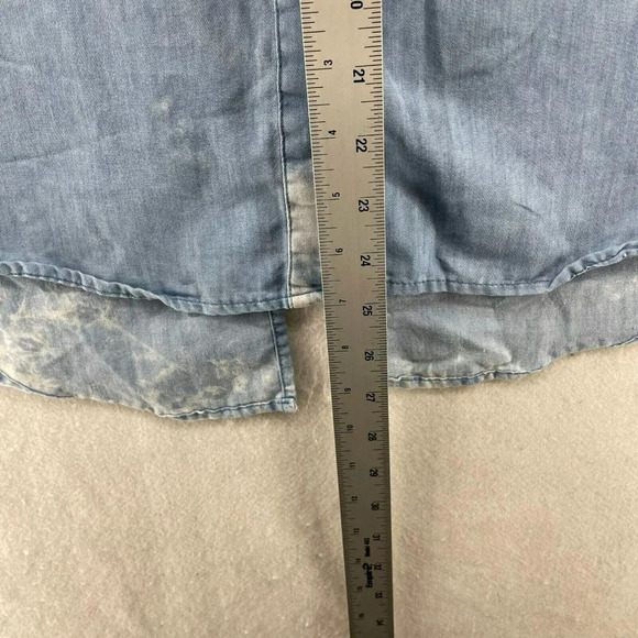 ASTR Tank Womens S Blue Bleach Detail Spikes Studs Split Back Hi-Low Soft Denim - Picture 4 of 11